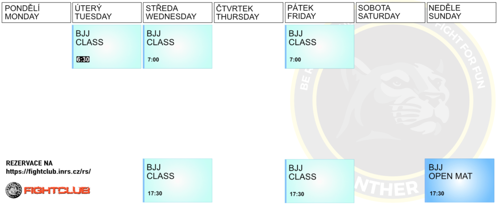 rozvrh / schedule bjj